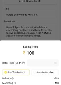 Purple Embroidered Kurta Set