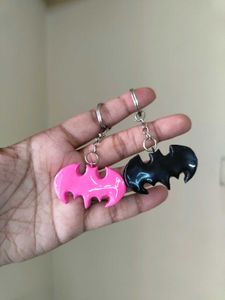 Batman Symbol Black Pink Keychains (2-Pack)