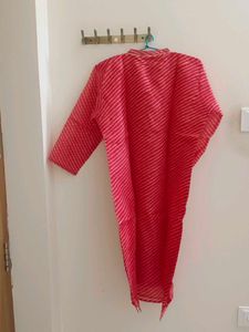 Never worn Kota doriya Vibrant Red Leheriya Kurta