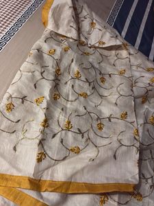 Elegant Mustard Kurta with embroided silk dupatta