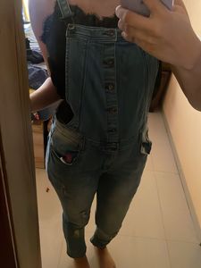 Blue Denim Ripped Dungree