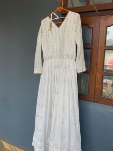 Elegant White Embroidered Anarkali Suit