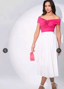 Hot Pink Off-Shoulder Rose Top