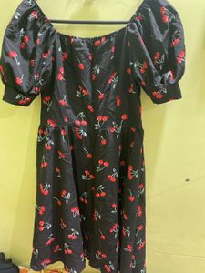 Black Cherry Print Dress