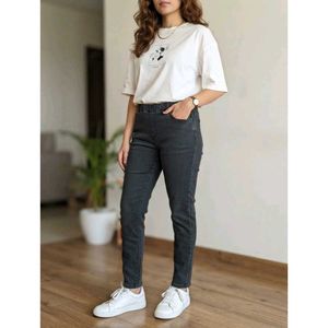 Classic Dark Grey Stretch Denim Jeans