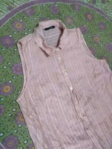 Light Pink Sleeveless Button-Up Shirt