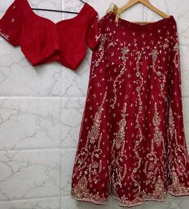 Stunning Maroon Embroidered Lehenga