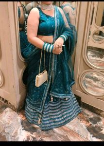 Stunning Teal Embroidered Lehenga Choli Set
