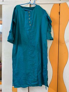 Teal Cotton Kurta set without duptta