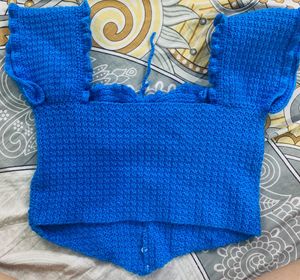 Crochet sweetheart neck Top with Pearl Details