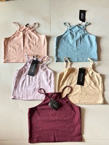 New Pack of 5 Women's Crop Tank Tops