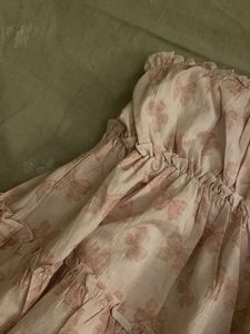 Pink Floral Strapless Dress