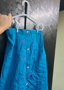 Teal Blue Crop Top and A line skirt coords