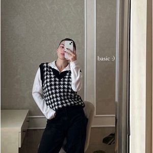 Houndstooth Vest &amp; White Bodysuit Combo
