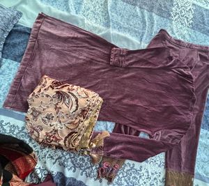 Elegant Velvet Kurta Set with Dupatta