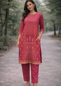 Elegant Pink Printed Kurta