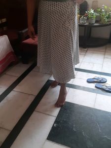 Black and White A Line Midi Skirt