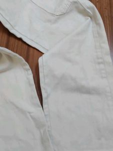 Denim Cargo Pants - Beige