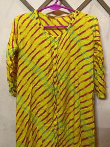 Vibrant Yellow Striped Kurta