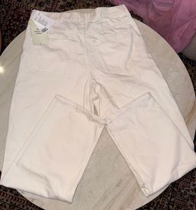 H&amp;M Cream Wide Leg Jeans