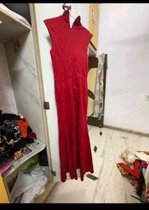 elegant red embroiderey gown