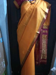 GentlyUsed YellowMisoreSilkSaree-MaroonBorder+