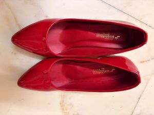 Elegant Red Patent Block Heels