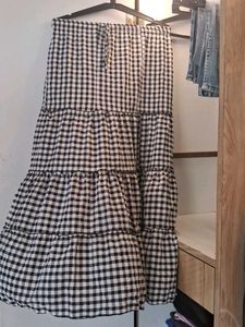 Gingham Tiered Maxi Skirt