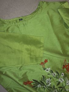 Embroidered Green short Kurti