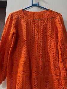 Vibrant Orange Knit Sweater