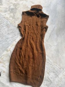 Brown Sleeveless Knit Dress