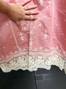 Peach and white  Embroidered Kurta set