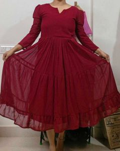 Maroon Tiered Maxi Dress