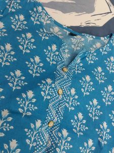 Beautiful 3 pcs Blue Floral Print Kurta set