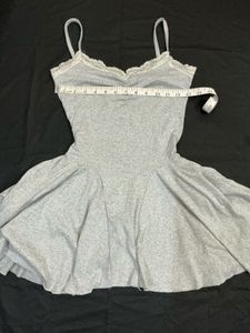 Grey Lace Trim Mini Dress