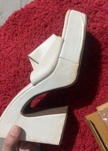 White Platform Heel Mules