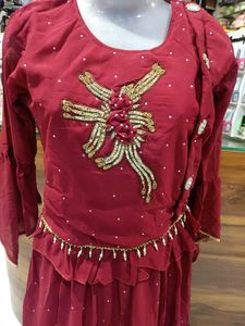 Maroon Embellished Dress