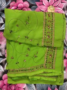 Vibrant Green Embroidered Saree