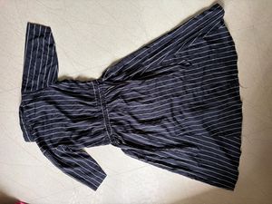 Navy blue Striped  Shirt Dress