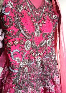 Pink Floral Embellished Formal Gown