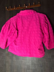 Zara Pink Cropped Collared Shirt