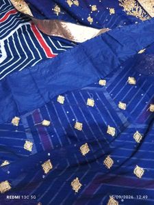 Stunning Blue Embroidered Saree