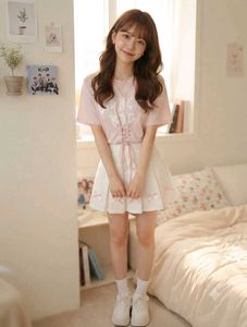 Bardot Cute Pink Lace-Up Graphic Tee