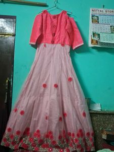 Beautiful Pink Ethnic gown with long dupatta