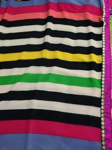 Beautiful Multicolour Striped Soft Silk Saree