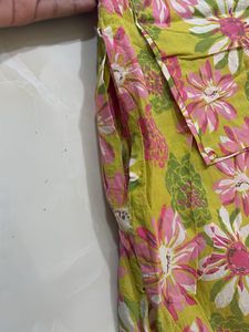 Vibrant Floral Print Cotton Kurta with pocket