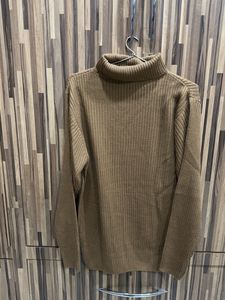Brown Turtleneck Knit Sweater