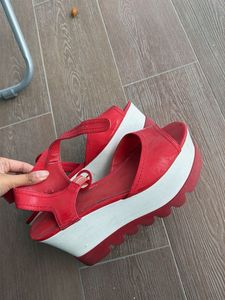 Red Platform Wedge Sandals