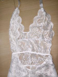 Elegant White Lace Teddy