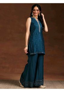 Elegant Teal Kurta Palazzo Set
